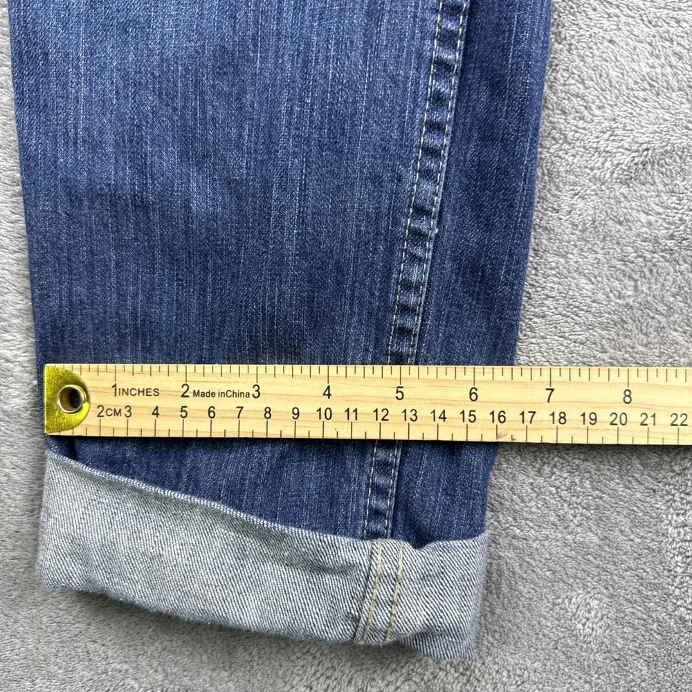 Harley Davidson Capri Jeans Womens 30 Blue Denim Cuffed Low Rise Subtle Distress